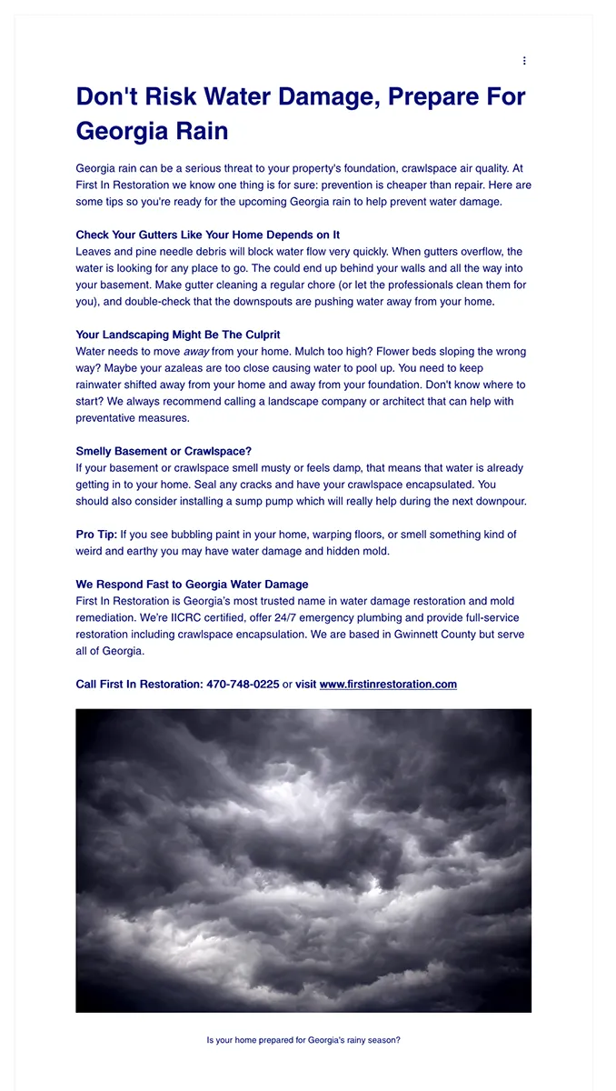 First In Blog Example