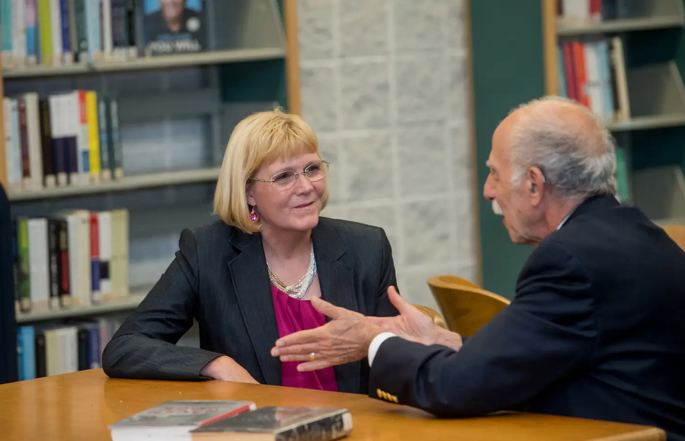 Board members photographed inside the library